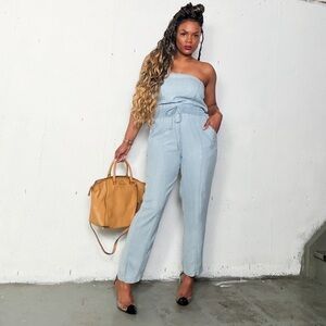 Velvet Heart Light Blue Strapless Jumpsuit,S
